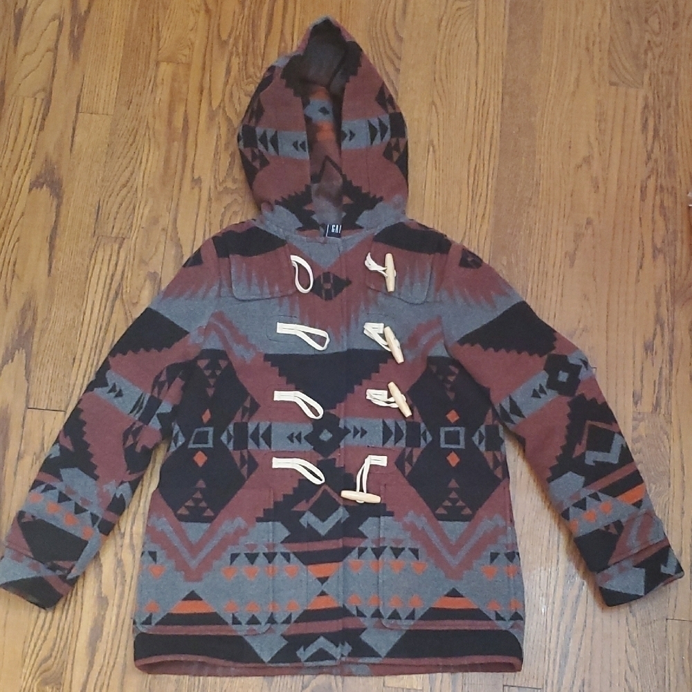Gap - Vintage RARE Aztec Printed Pea Coat with Toggle Buttons - Picture 1 of 5